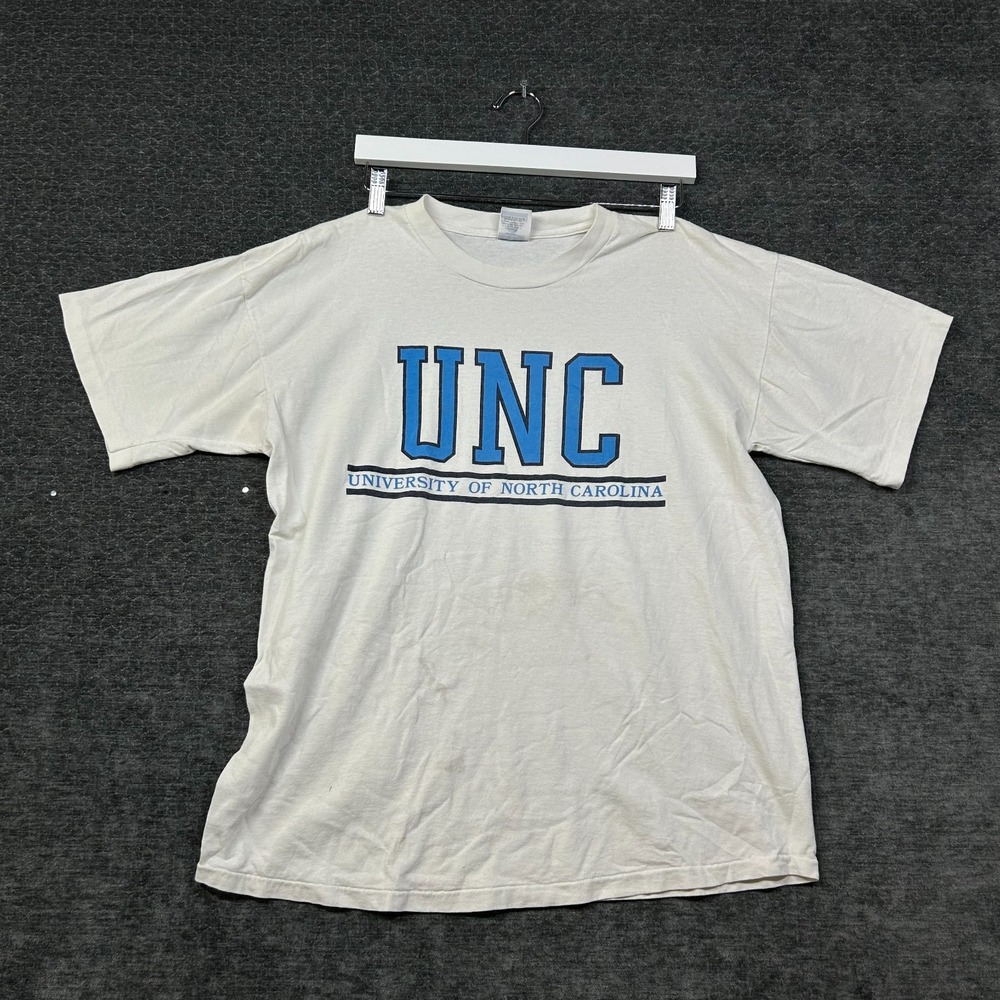 Vintage University North Carolina UNC T-Shirt Men's White Single Stitch Graphic